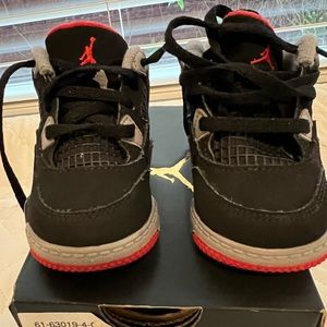 EUC JORDAN 4 “BRED” 4C TODDLER 🔥🔥🔥
